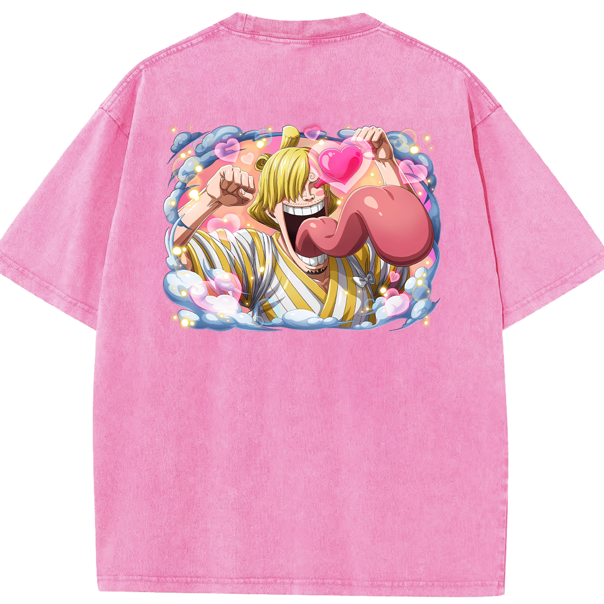 ワンピース サンジ ONE PIECE Sanji 綿100% ヴィンテージ風 半袖Tシャツ（背面プリント）